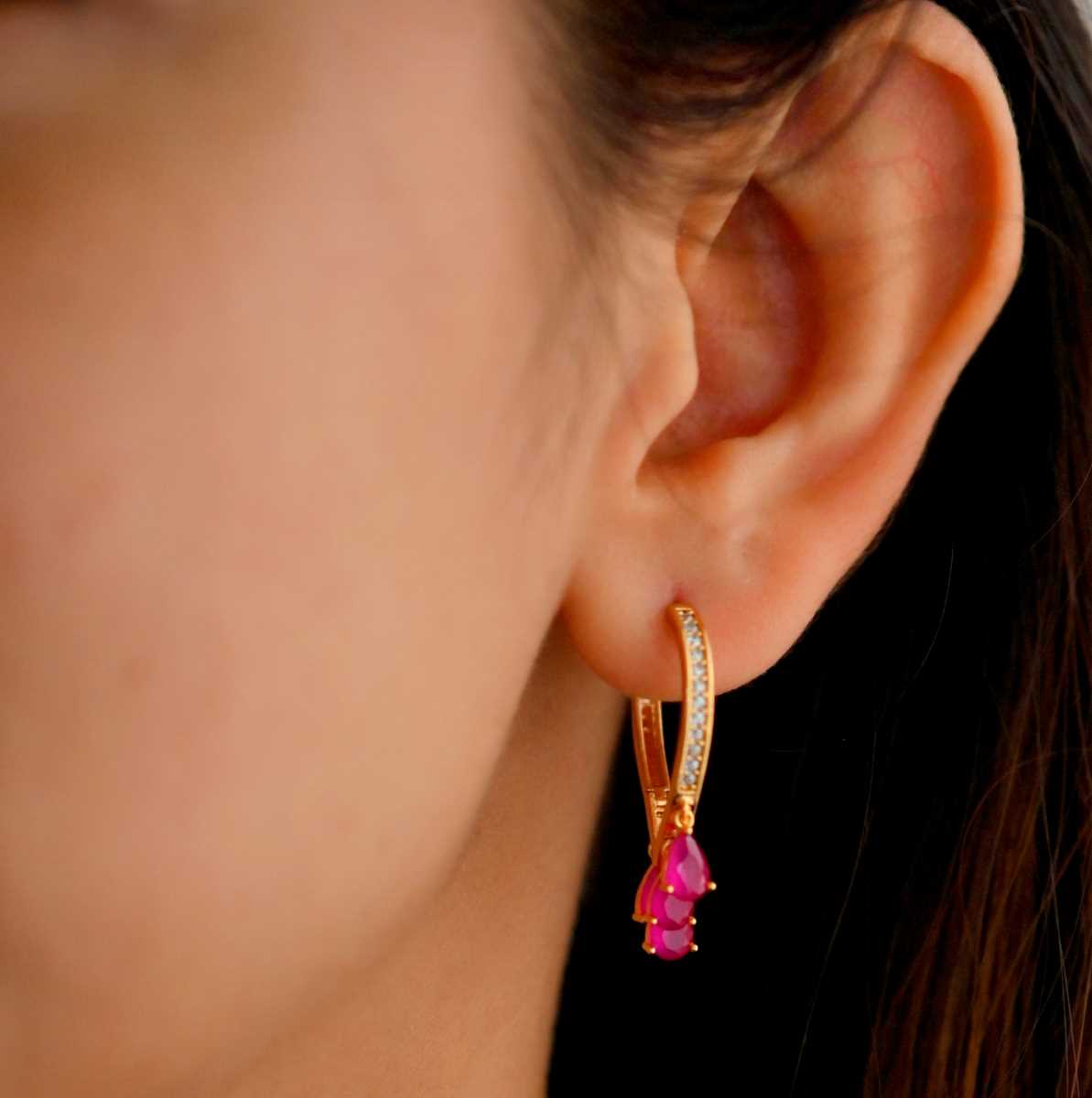 AD Studded Beautiful Ruby Earrings