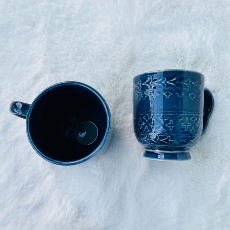 Luxury Navy Embossed Mugs