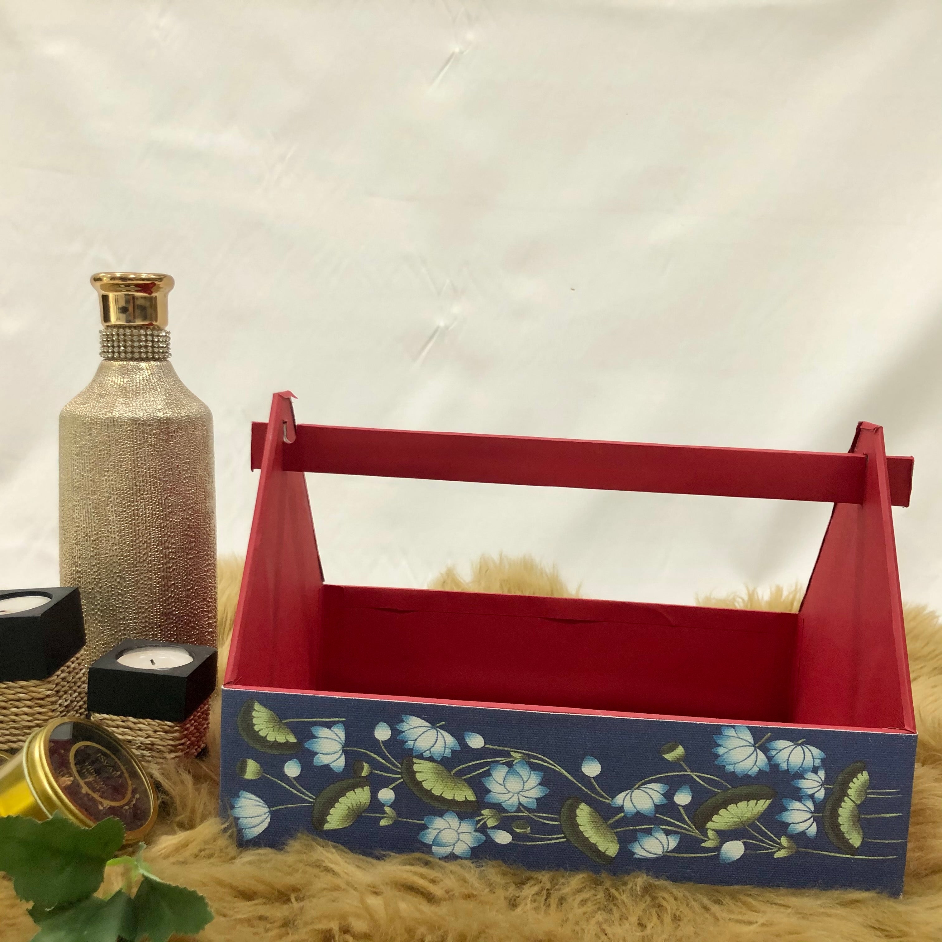 Ruby Blue Pichwai Hamper Basket