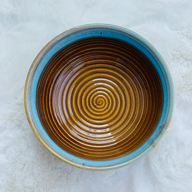 Amber Blue Lined Bowl