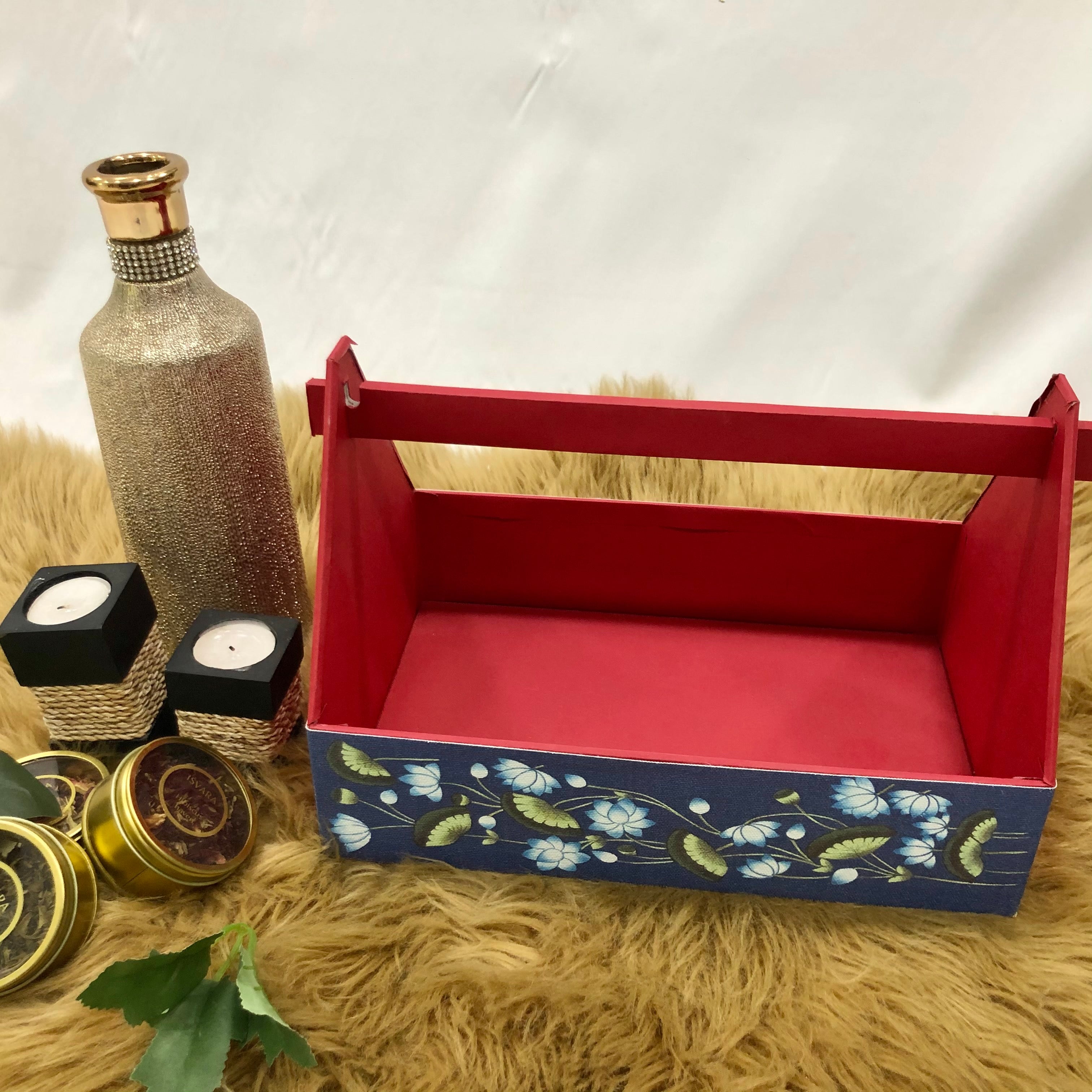 Ruby Blue Pichwai Hamper Basket