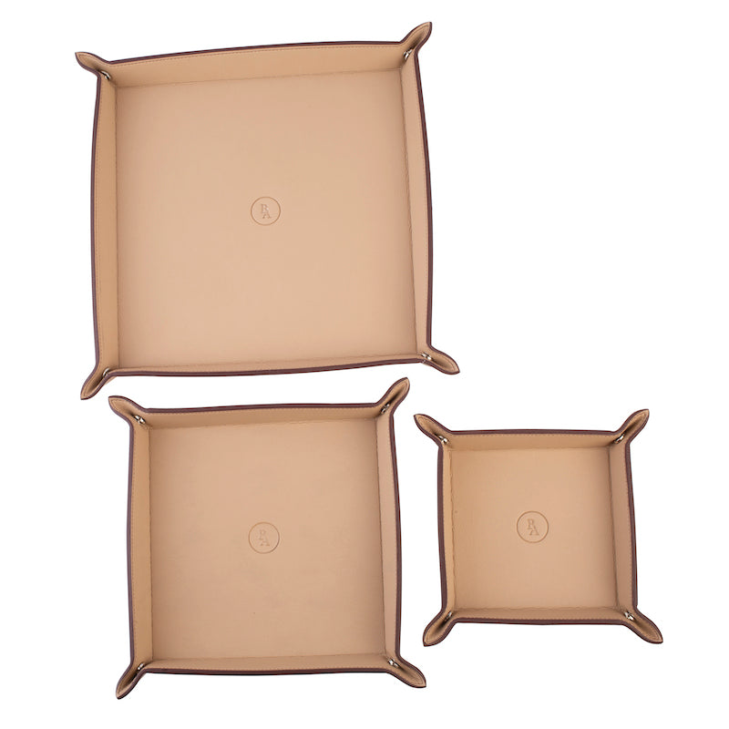 Kalba Beige Rexine Organizer Trays (Set of 3)