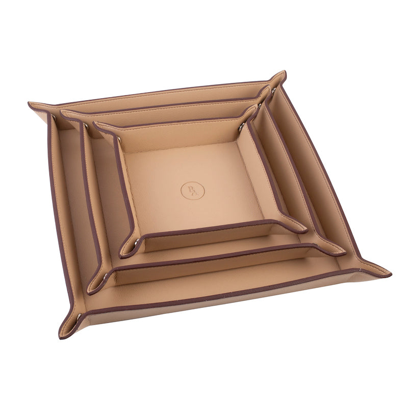 Kalba Beige Rexine Organizer Trays (Set of 3)