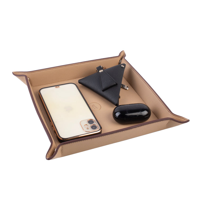 Kalba Beige Rexine Organizer Trays (Set of 3)