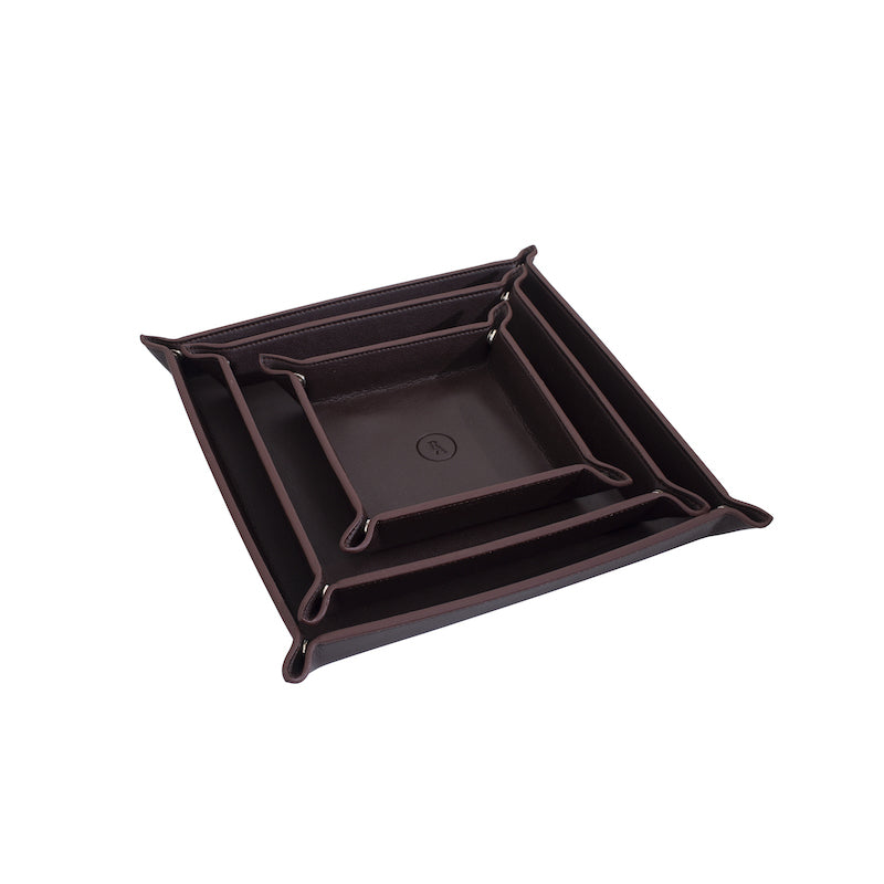Elphine Brown Rexine Tray Organizers (Set of 3)