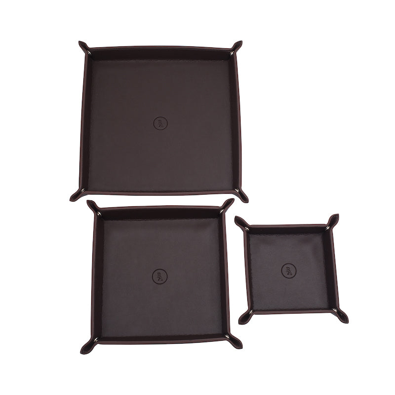 Elphine Brown Rexine Tray Organizers (Set of 3)
