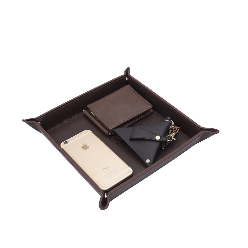 Elphine Brown Rexine Tray Organizers (Set of 3)