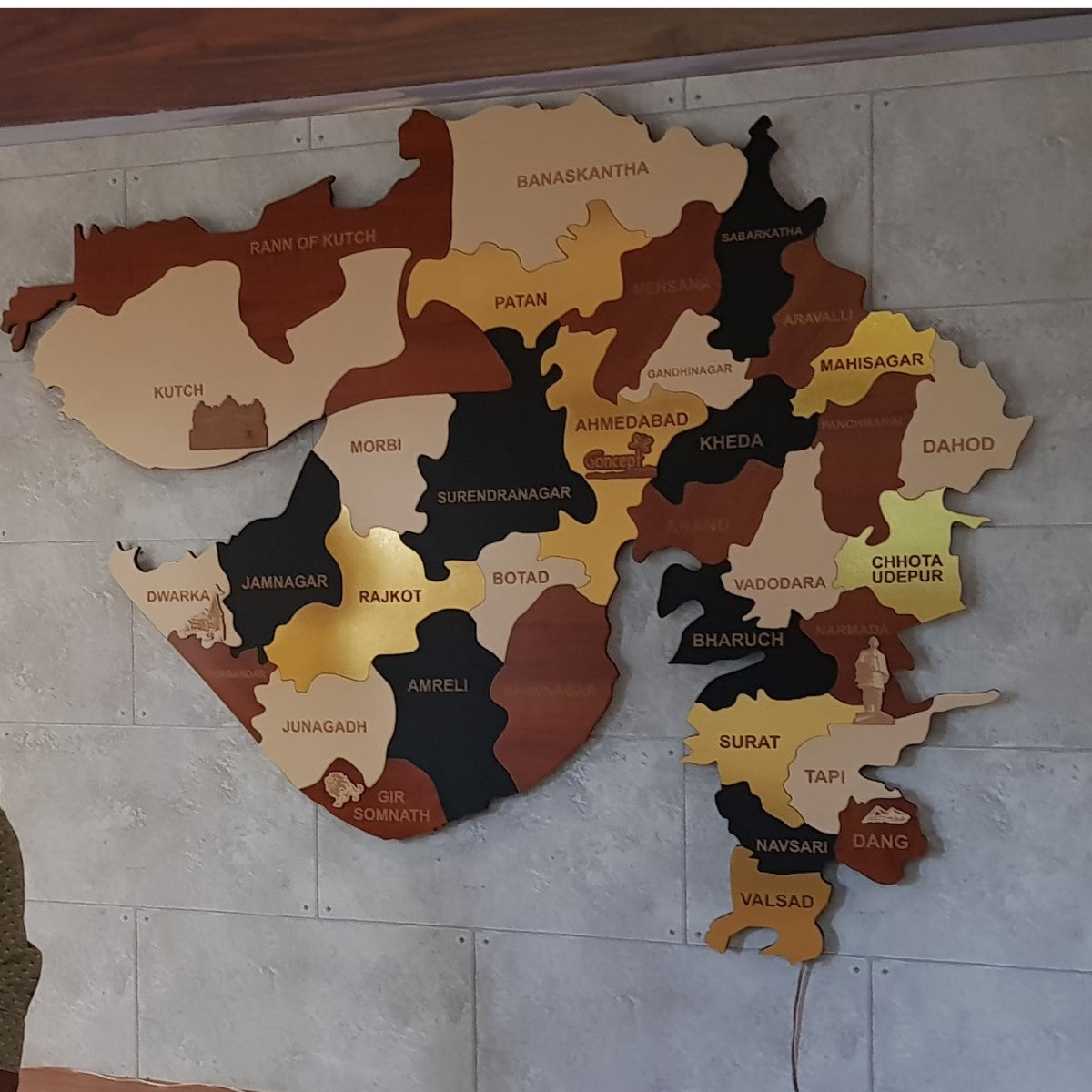 Exclusive Multicolored Gujarat Map