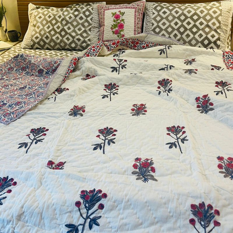 Pink Floral Cotton Quilt