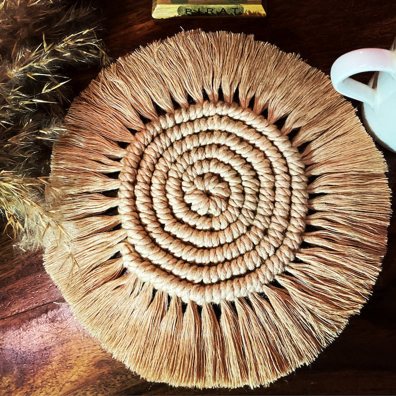 Spiral Handcrafted Macrame Cotton Coasters (Set of 2)