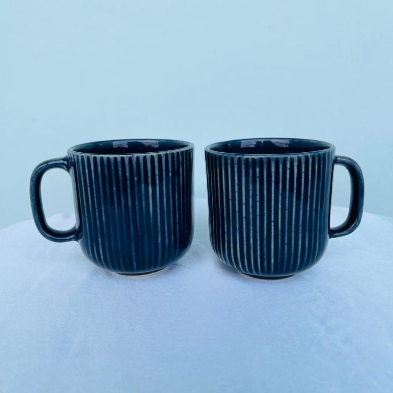 Dark Blue Lined Mugs