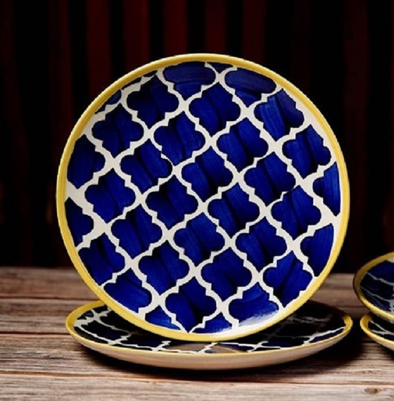Moroccan Handpainted Ceramic Dinner Plates (Pack of 4)