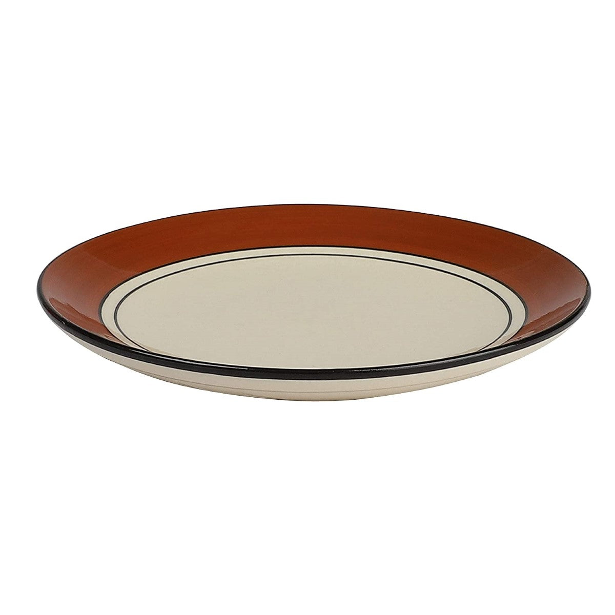 Cream & Brown Ceramic Quarter Plates (Set of 4)