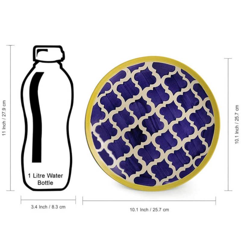 Moroccan Handpainted Ceramic Dinner Plates (Pack of 4)