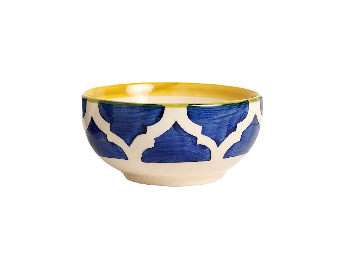 Handcrafted Blue Moroccan Handpainted Plates & Bowls (Pack of 2)