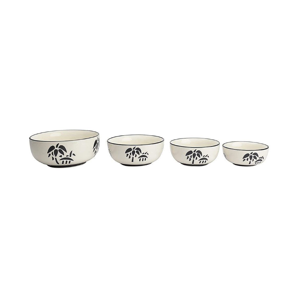 Cream & Black Ceramic Mixing Bowls (Set of 4)