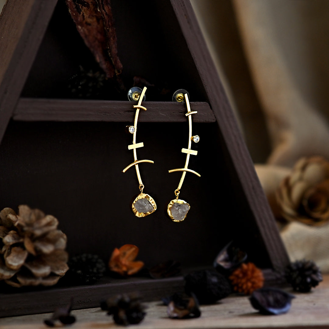 Classy Enamel White Stone Earrings