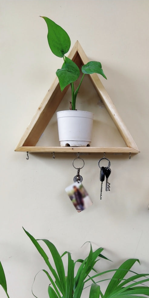 Floating Triangle Wall Shelf Cum Keyholder