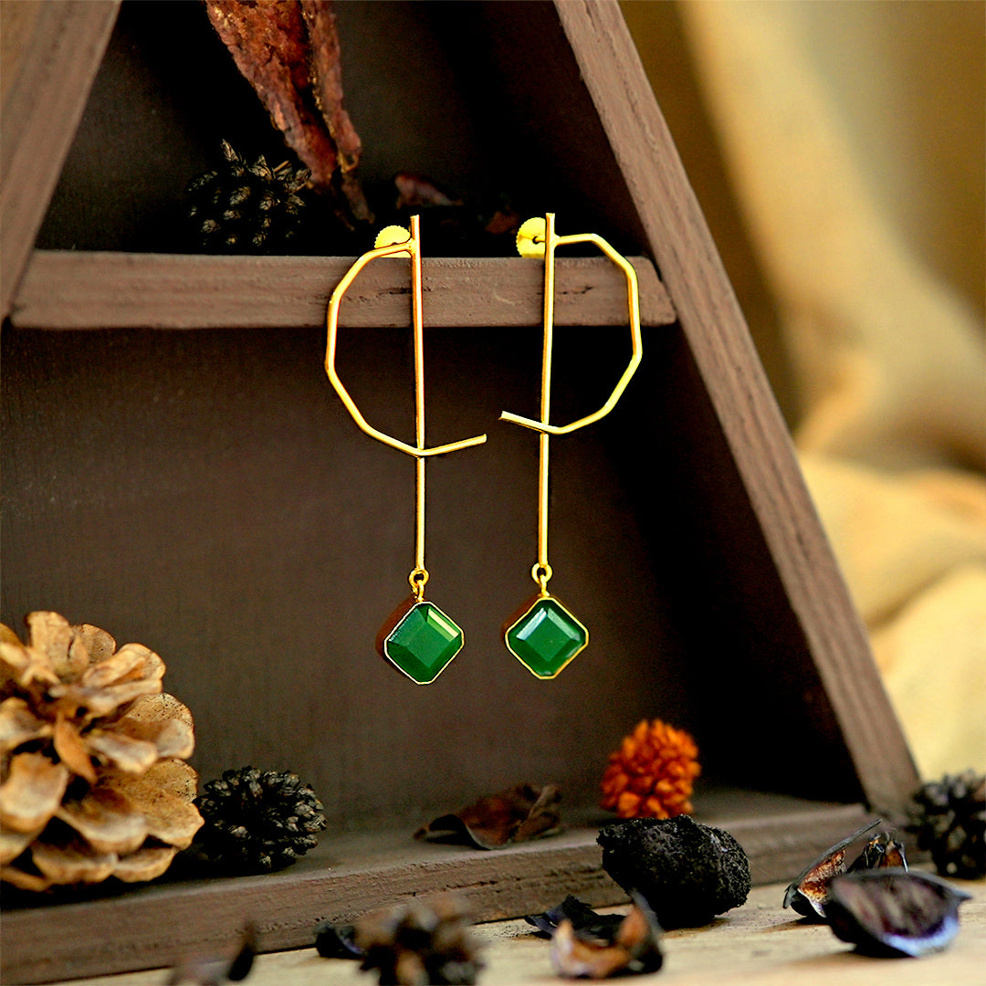 Precious Green Stone Studded Earrings