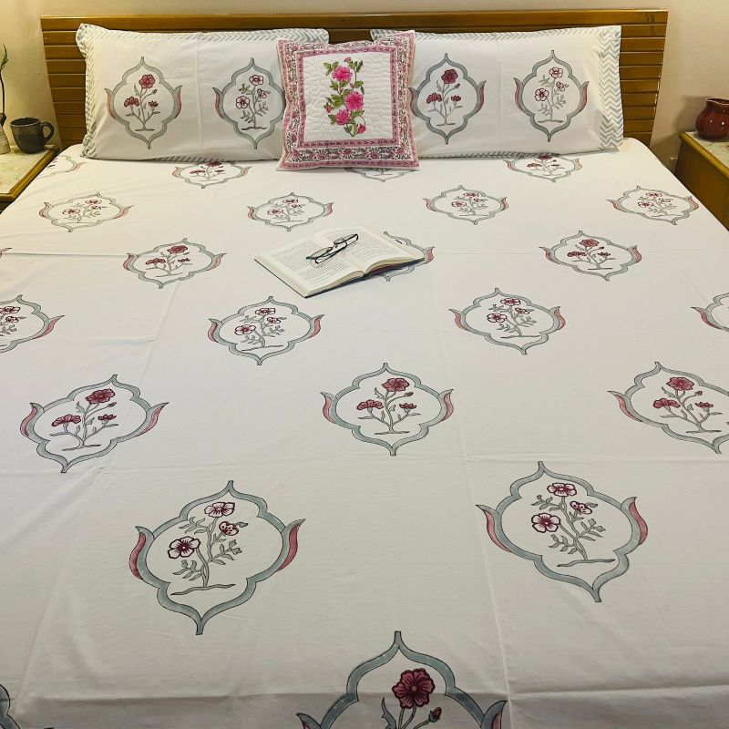Floral Print Premium Cotton Bedsheet with Pillow Covers