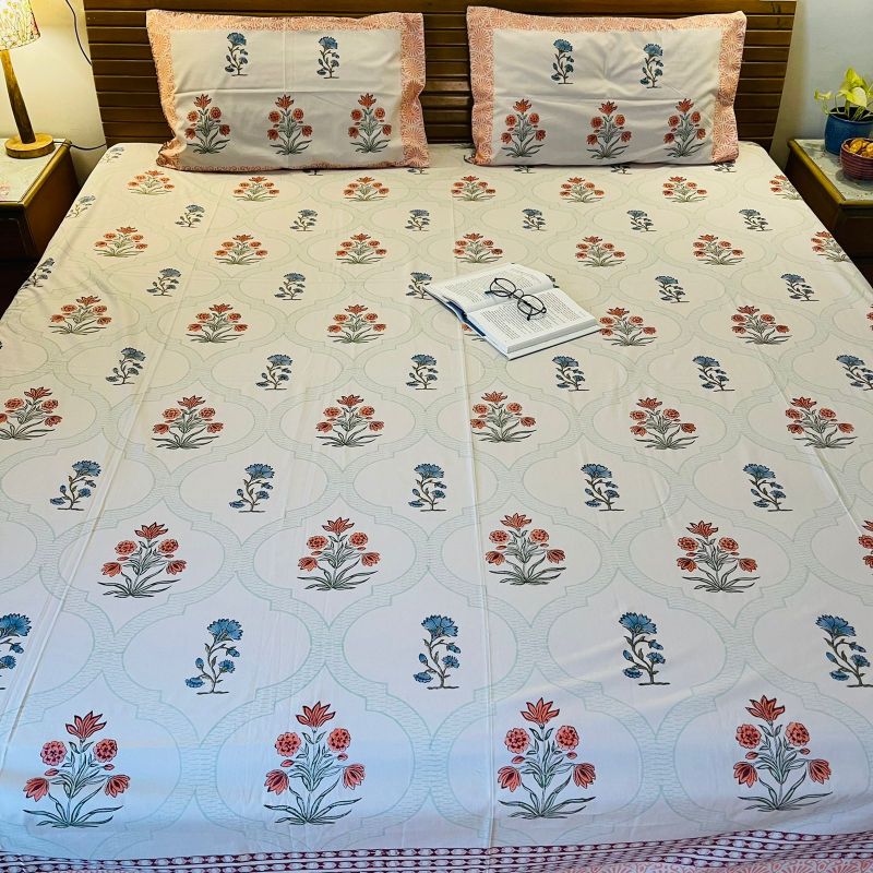 Mughal Print Premium Cotton (Queen Size) Bedsheet Set