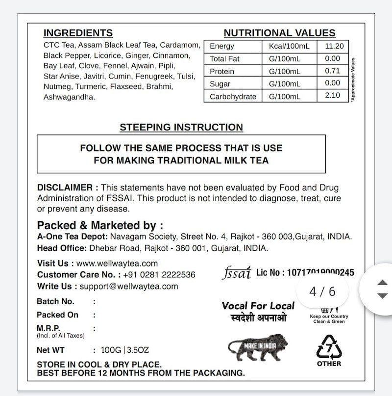 Ayurvedic Ashwagandha Herbal Chai