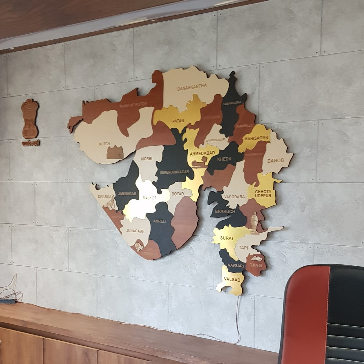 Exclusive Multicolored Gujarat Map