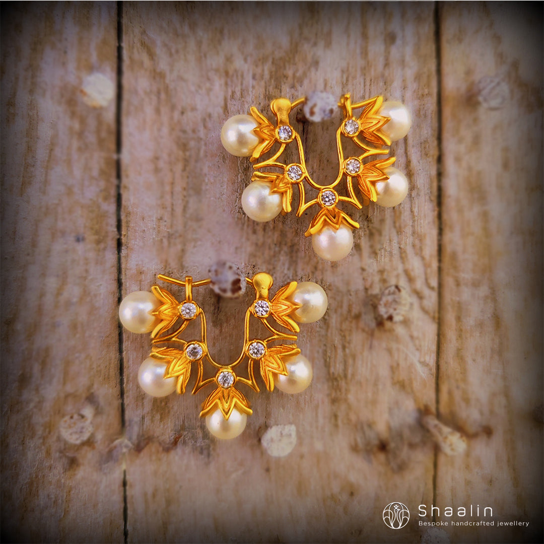 AD Studded Stunning Pearl Earrings