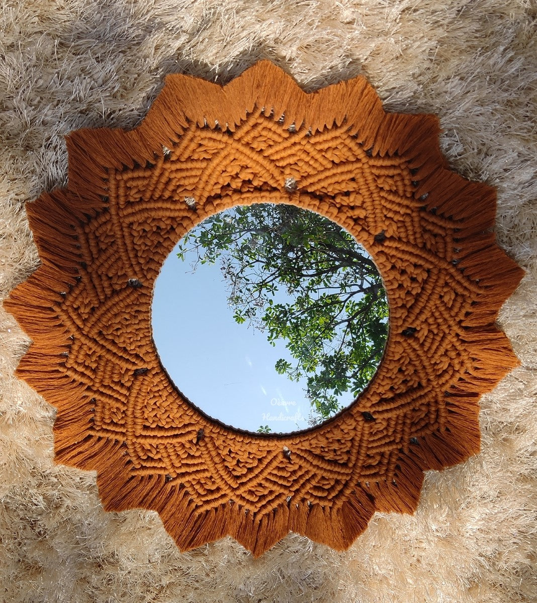 Brown Macrame Handcrafted Mirror