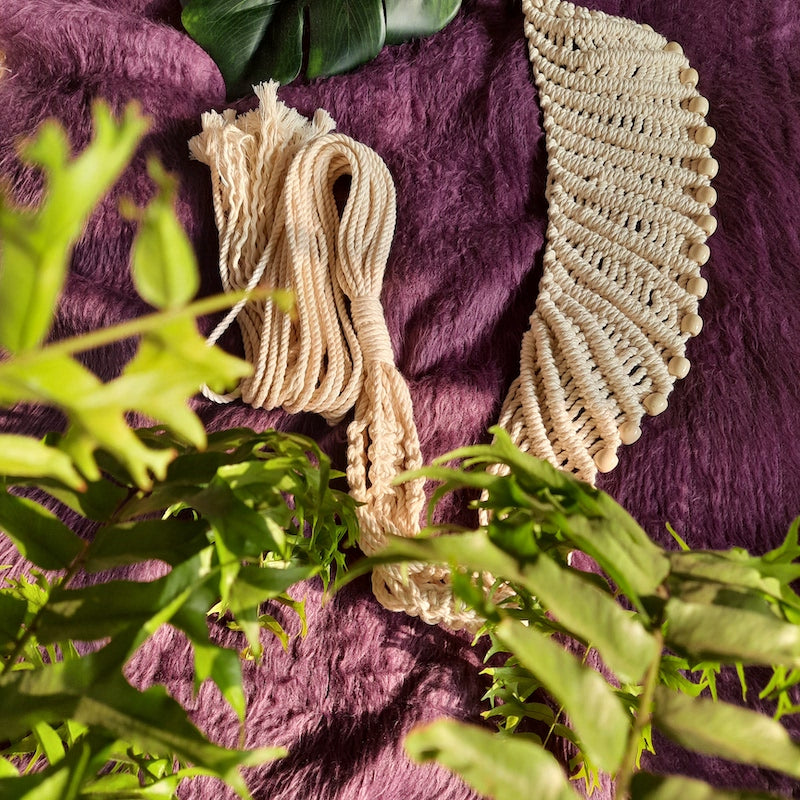 Spiral Macrame Plant Hanger with Wooden Beads