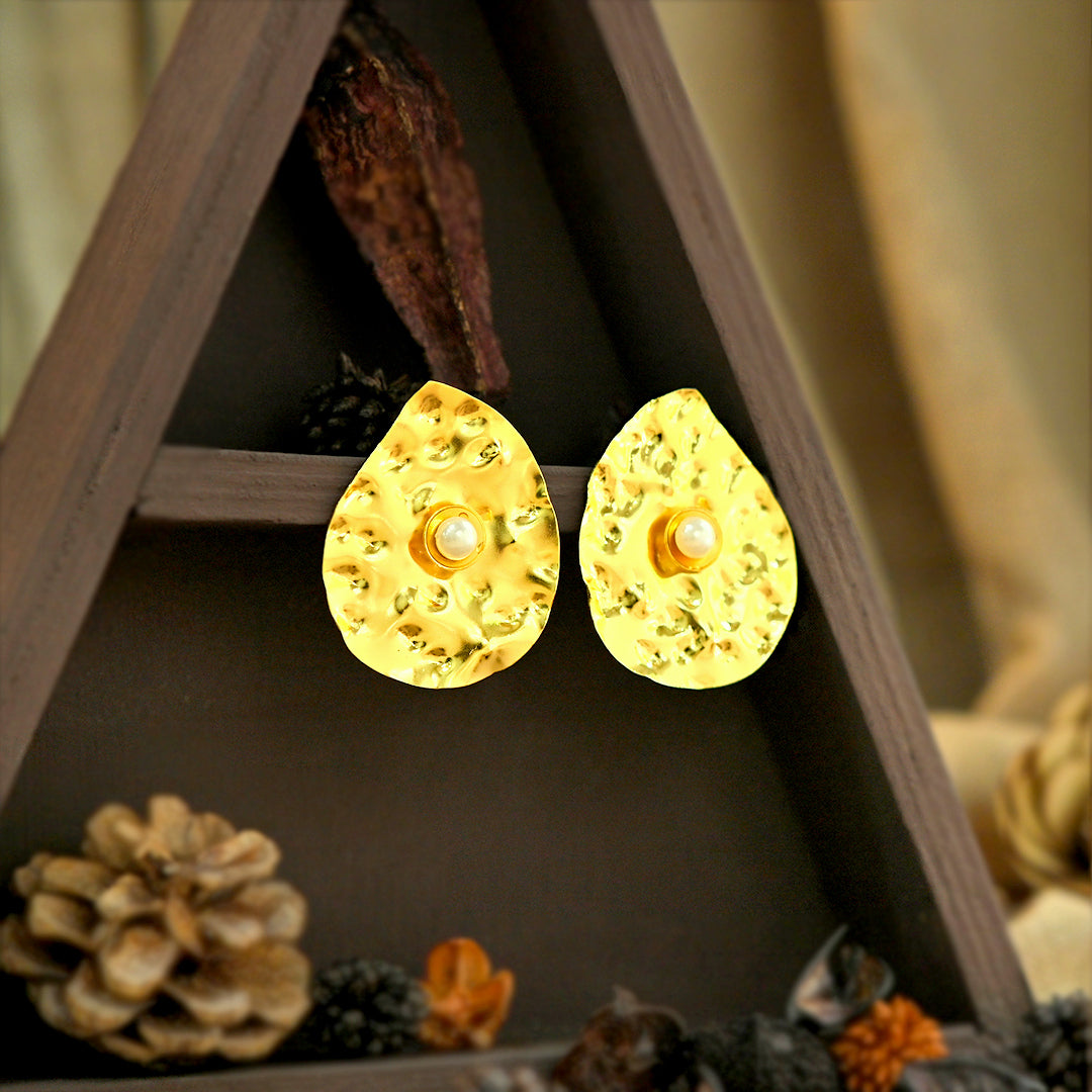 Petal Shaped Moti Studded Earrings