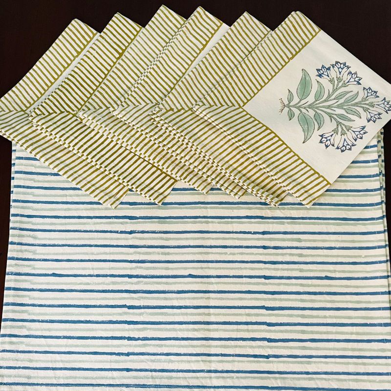Canvas Cotton Table Mats & Napkin Sets (Pack of 6)