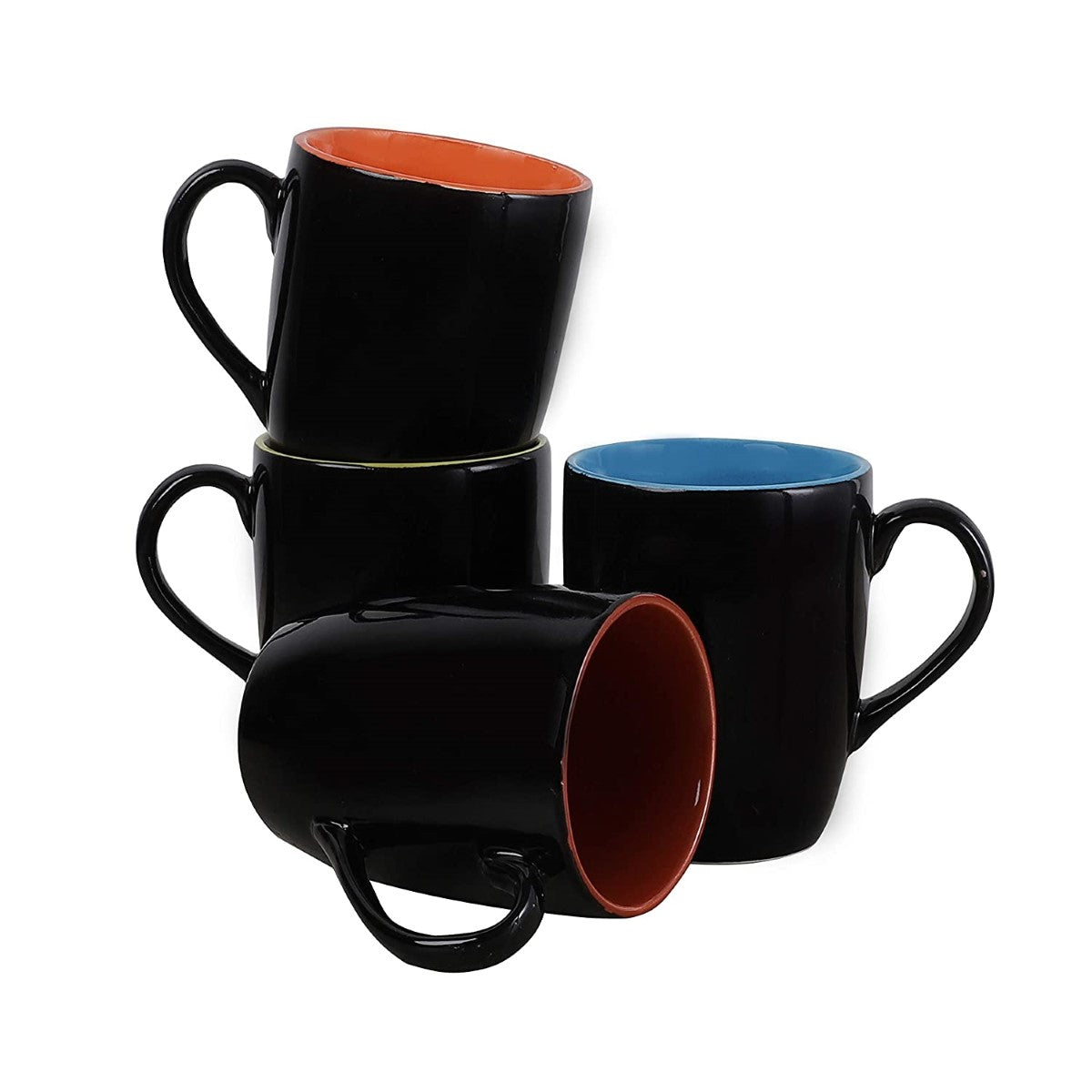 Black Shine Abstract and Classic Ceramic Tea/Coffee Mugs-320ml (Pack of 2/4/6)