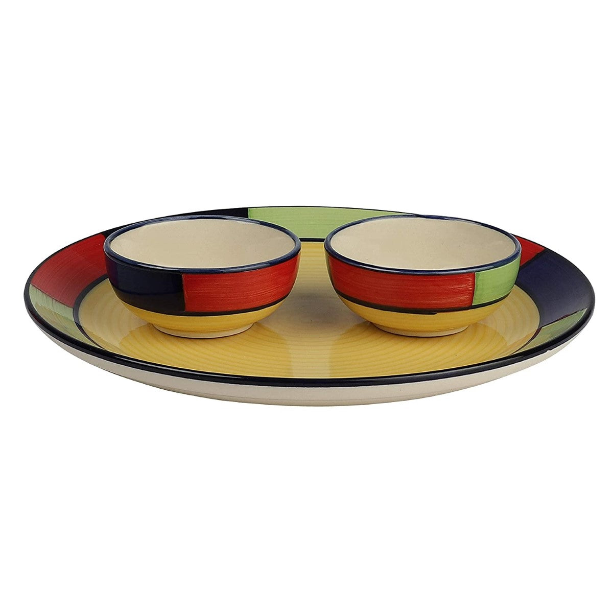 Handpainted Ceramic Dinner Plate And Bowl Set