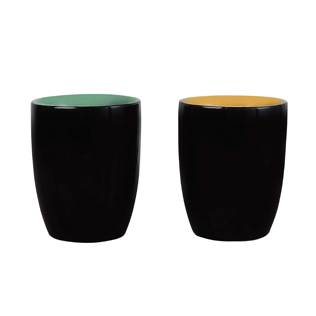 Black Shine Abstract and Classic Ceramic Tea/Coffee Mugs-320ml (Pack of 2/4/6)
