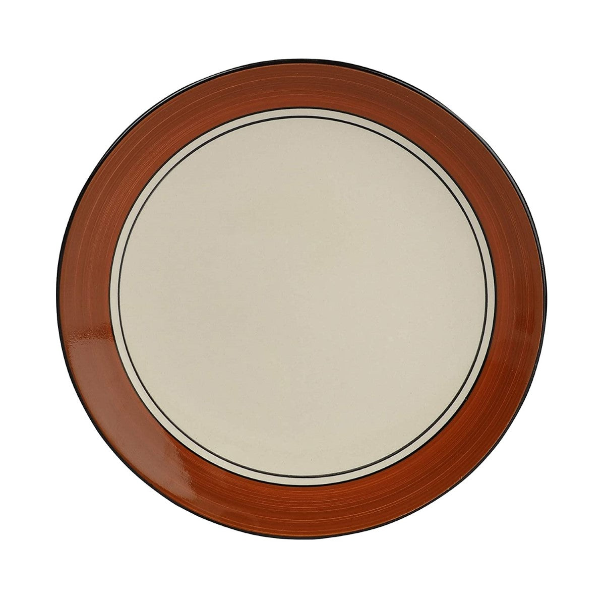 Cream & Brown Handpainted Ceramic Dinner Plates (Set of 2)