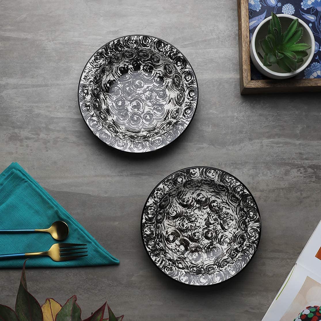 Ceramic Hand-Painted Pasta/Soup/Snack Plate (Set Of 2)