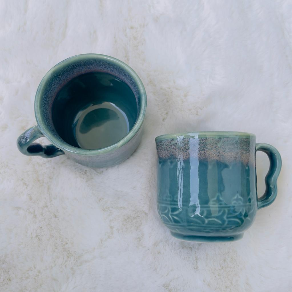 Teal Green Luxury Tea Cups (Set of 2)