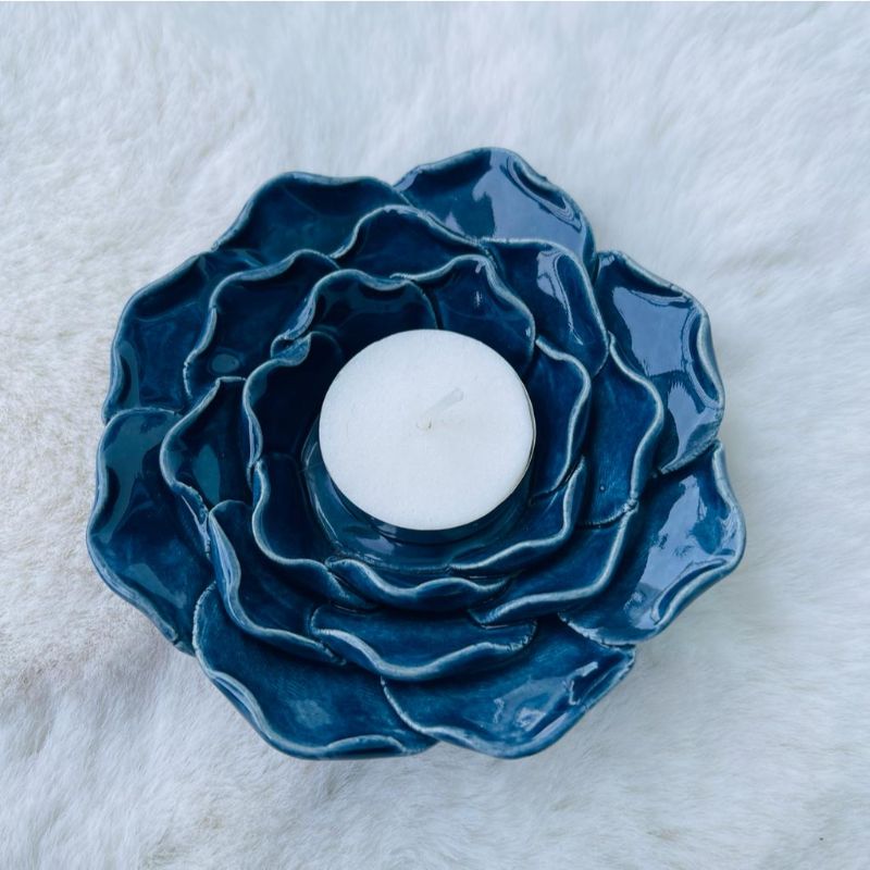 Diwali Gift Box I Ceramic Tea Light & Crystal Diya Candles