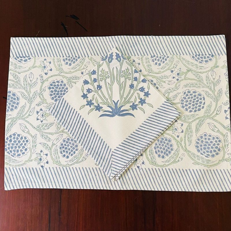 Canvas Cotton Table Mats & Napkin Sets (Pack of 6)