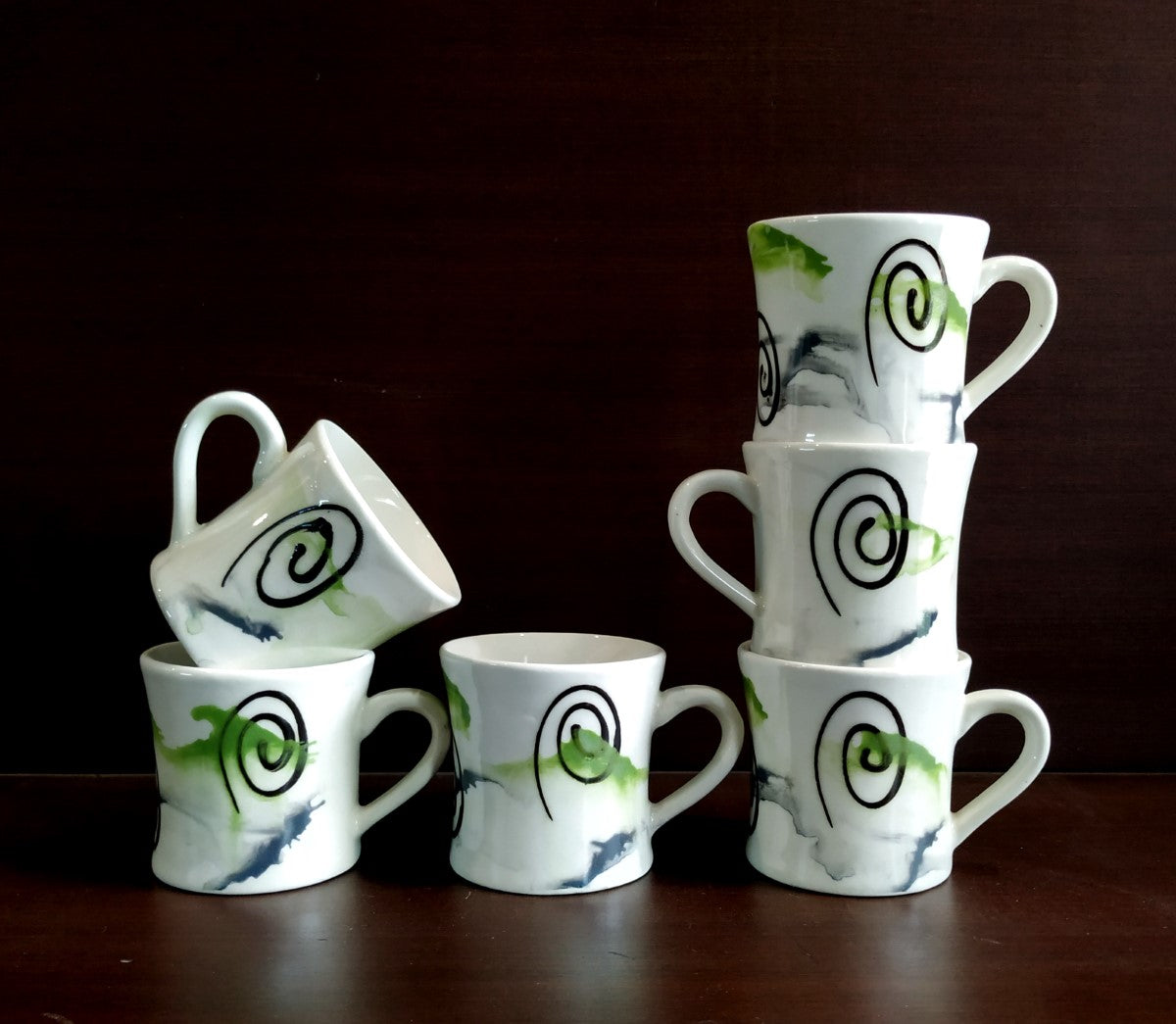 Colorful Ceramic Tea Cups | Set of 6 Cups