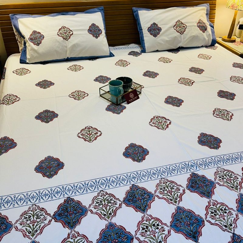 Navy Mughal Premium Cotton Bedsheet