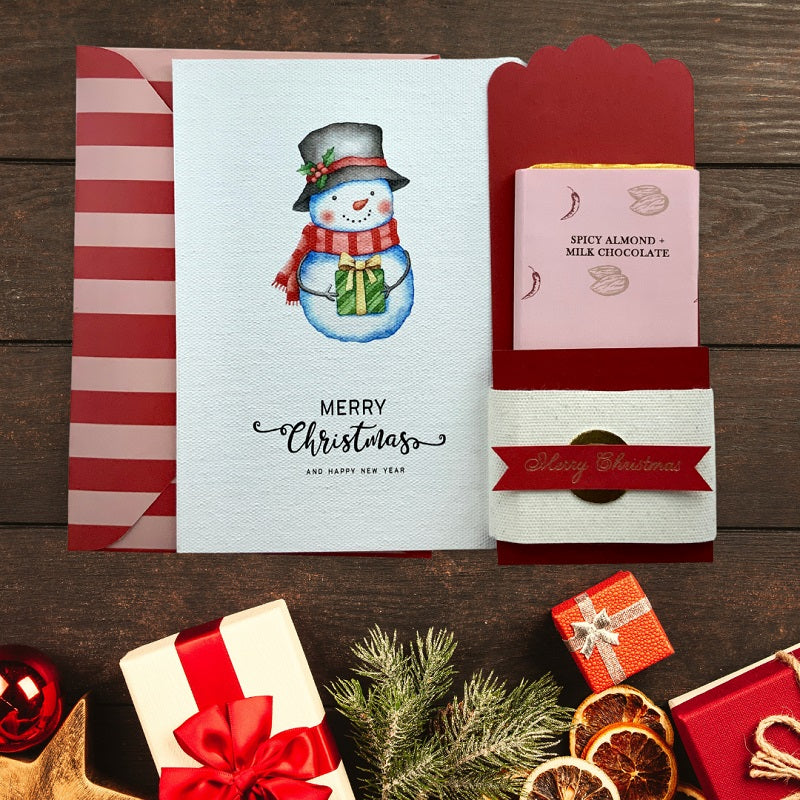Milk Chocolate with Christmas Snowman Card