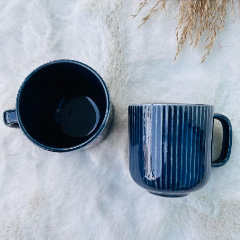 Dark Blue Lined Mugs