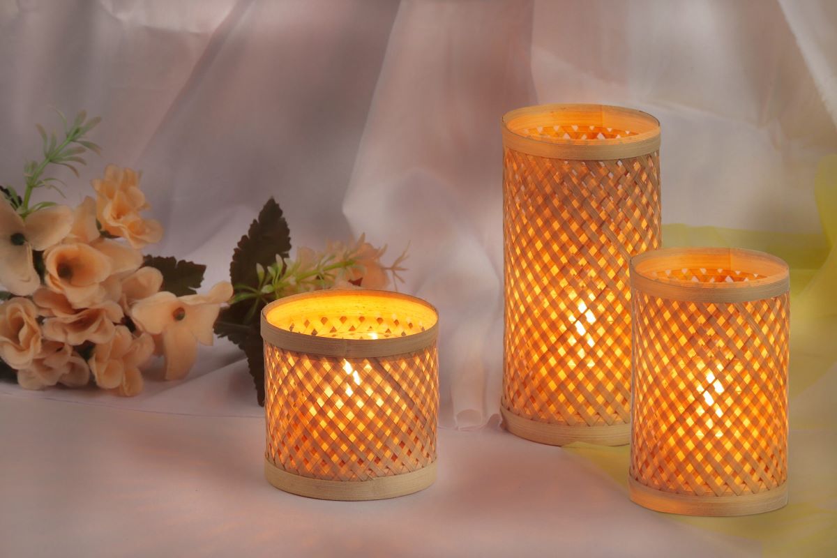 Bamboo Handmade Tea Light Shade (Set Of 3)