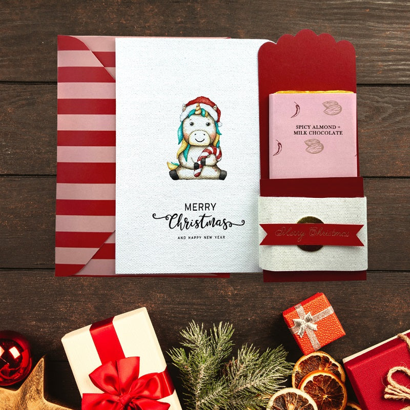 Milk Chocolate with Unicorn Christmas Card