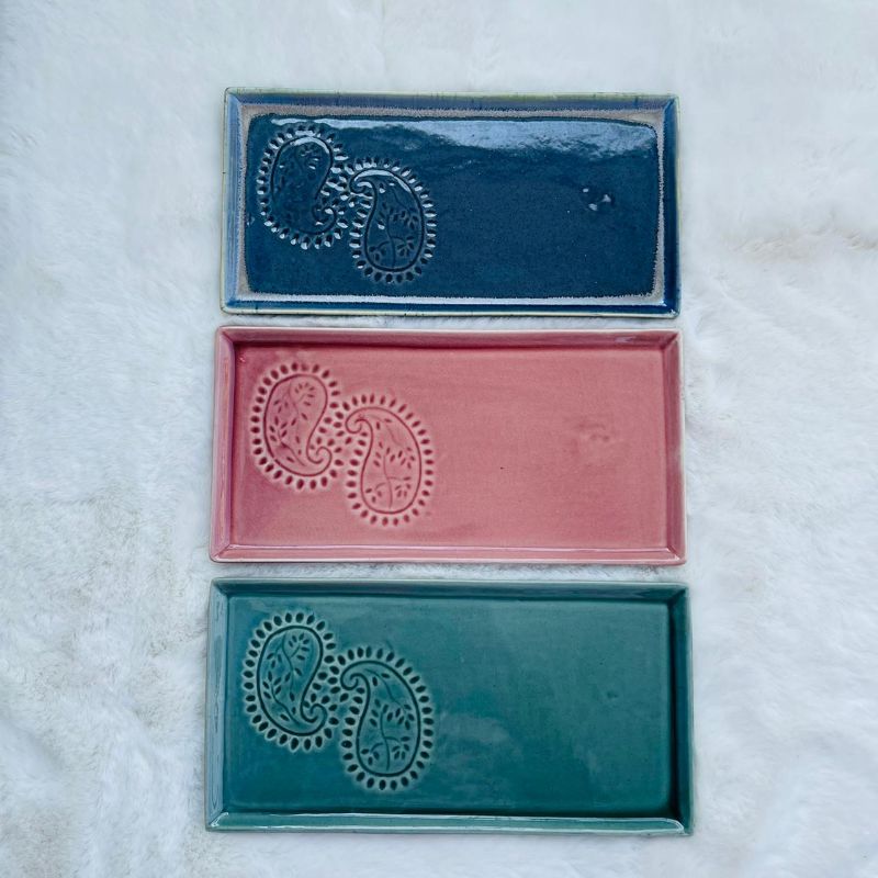 Embossed Ceramic Serving Platter