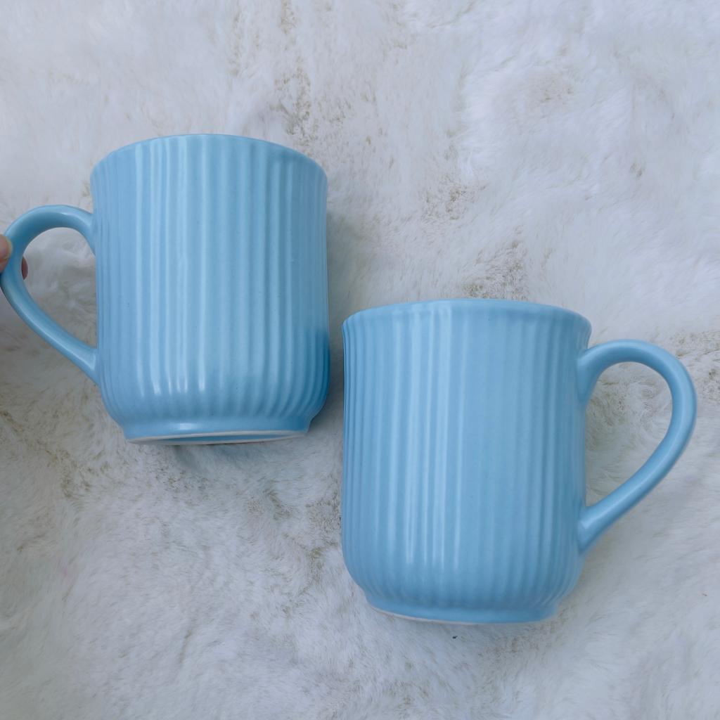 Sky Blue Glazed Tall Mugs
