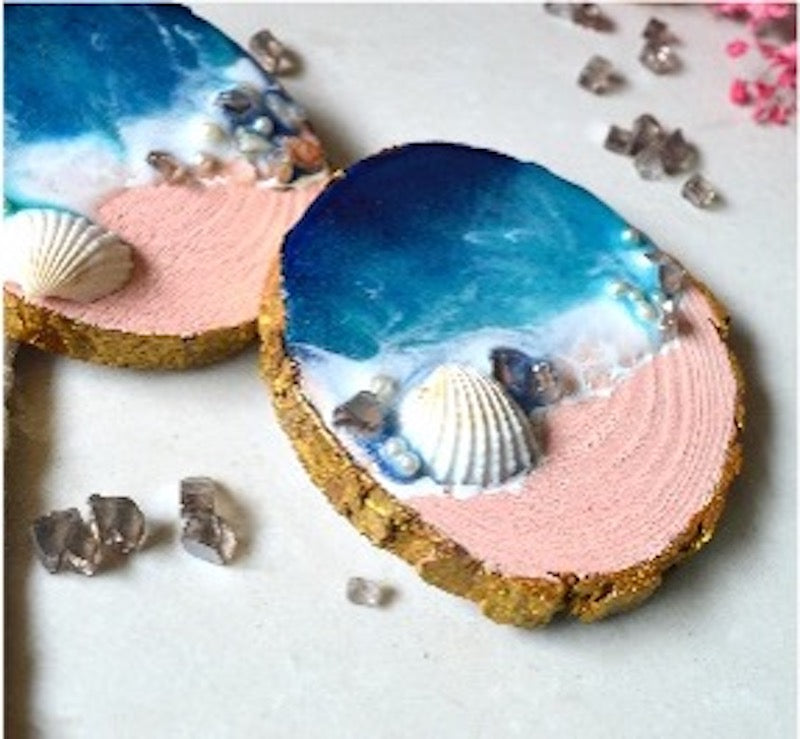 Beach Theme Wooden Handpainted Magnets (Pack of 2)
