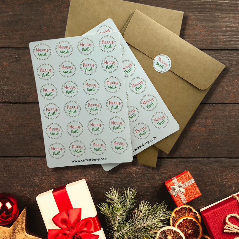 Merry Mail Christmas Sticker (Pack of 30)